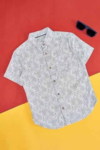 white printed party half sleeves regular collar boys regular fit shirt