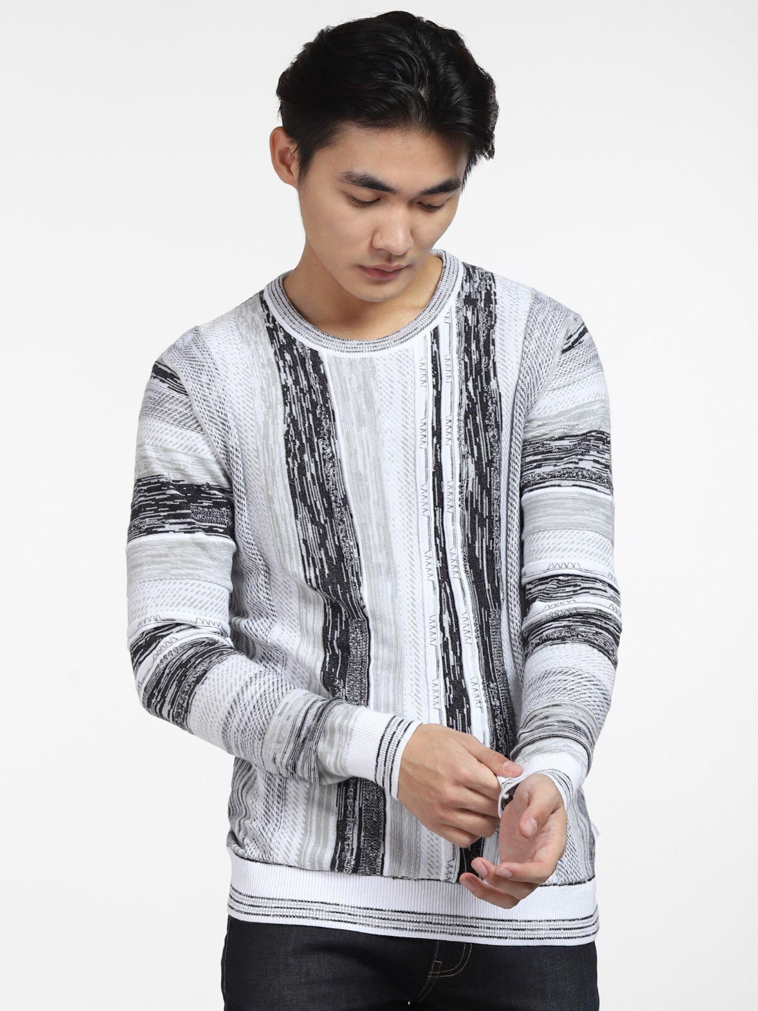 white printed pullover