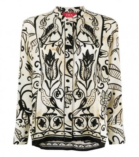 white printed silk shirt