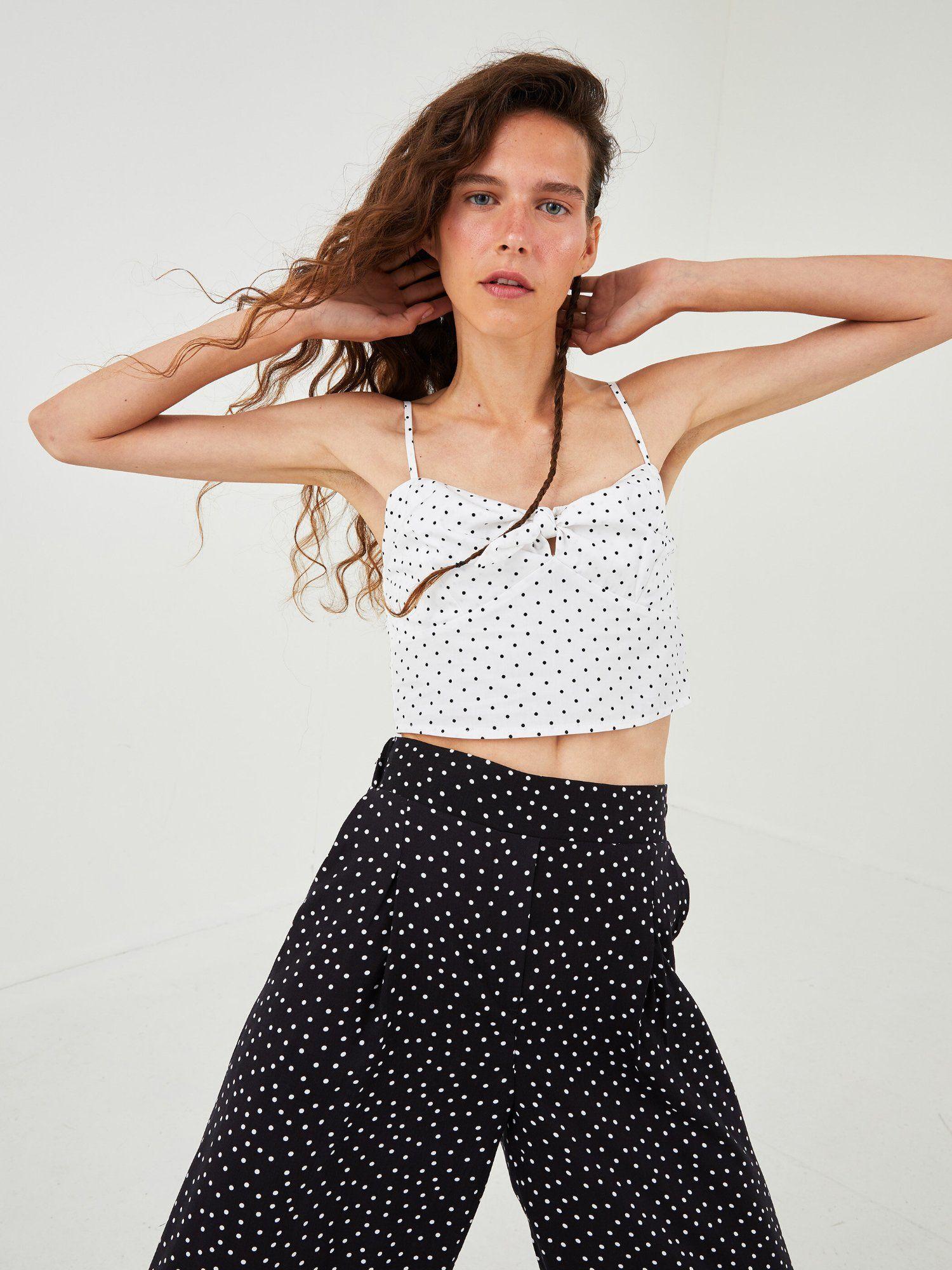 white printed strappy bow top