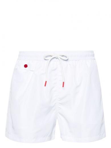 white printed swim shorts