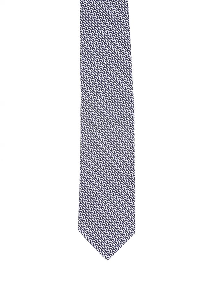 white printed tie