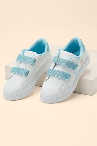 white printeded casual girls character shoes