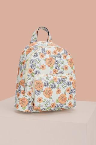 white printeded casual pu women backpack