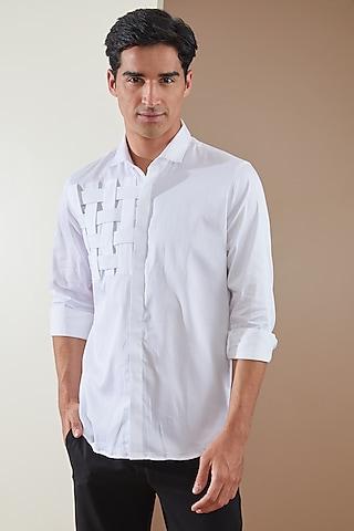 white pure cotton pleated shirt