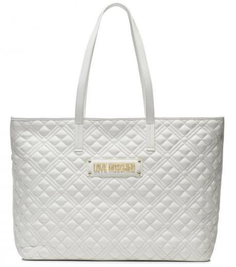 white quilted large tote