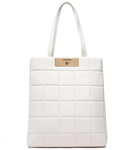 white quilted large tote