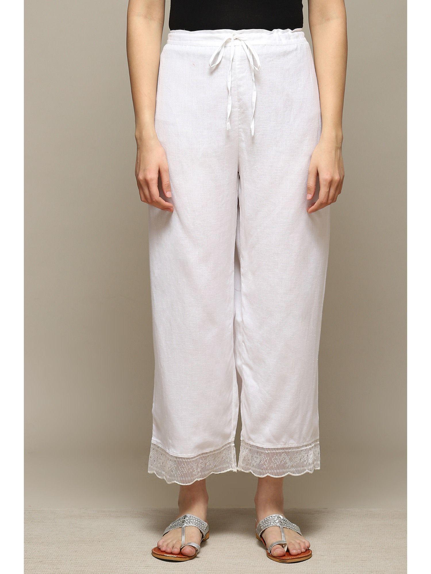 white rayon flax palazzo