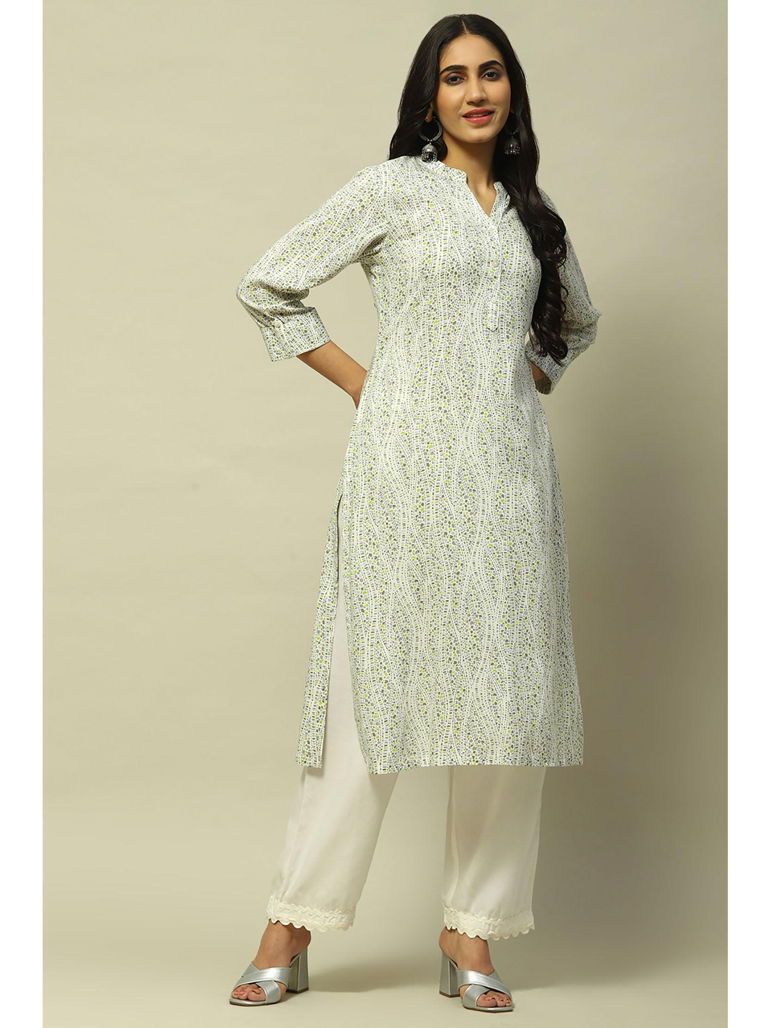 white rayon straight kurta