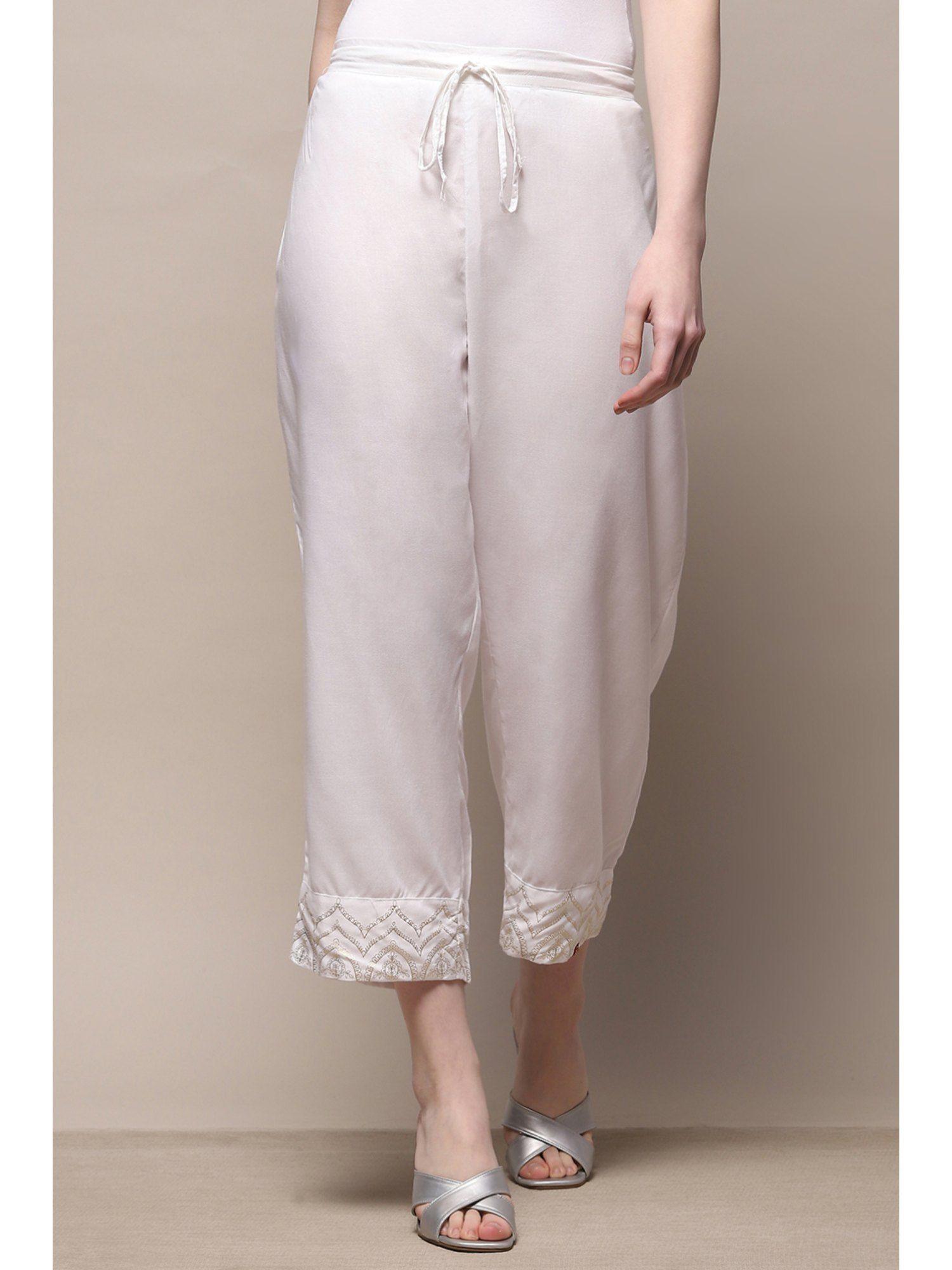 white rayon straight palazzo