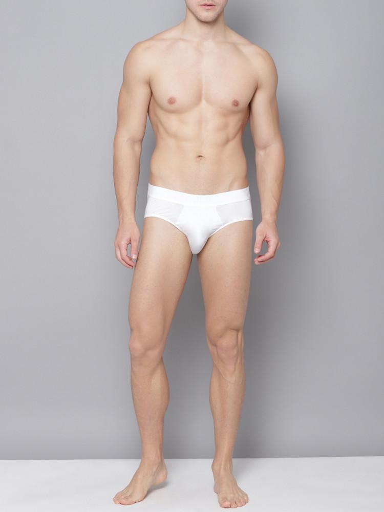 white regular fit solid brief