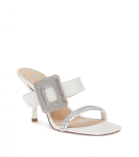 white rhinestone embellished heels