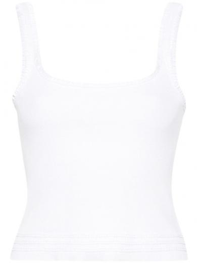 white ribbed cotton tank top