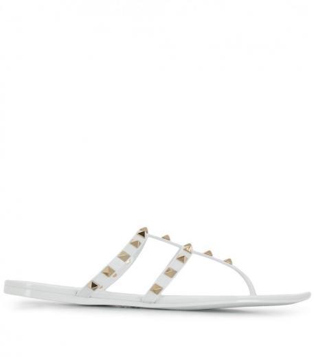 white rockstud rubber thong sandals