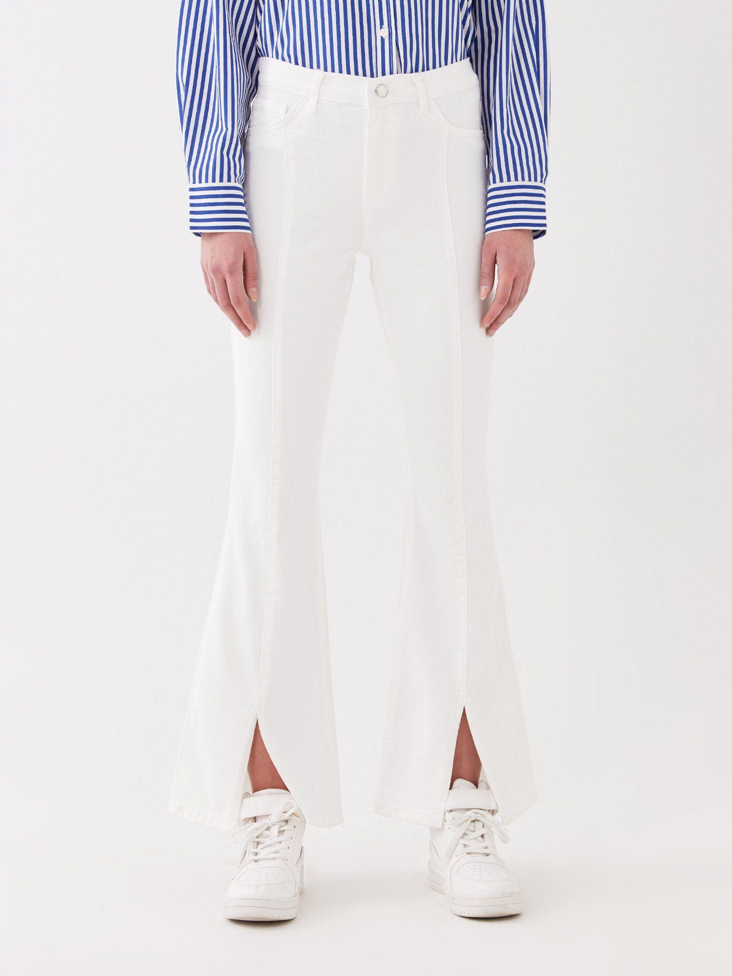 white rodeo clean slit denims