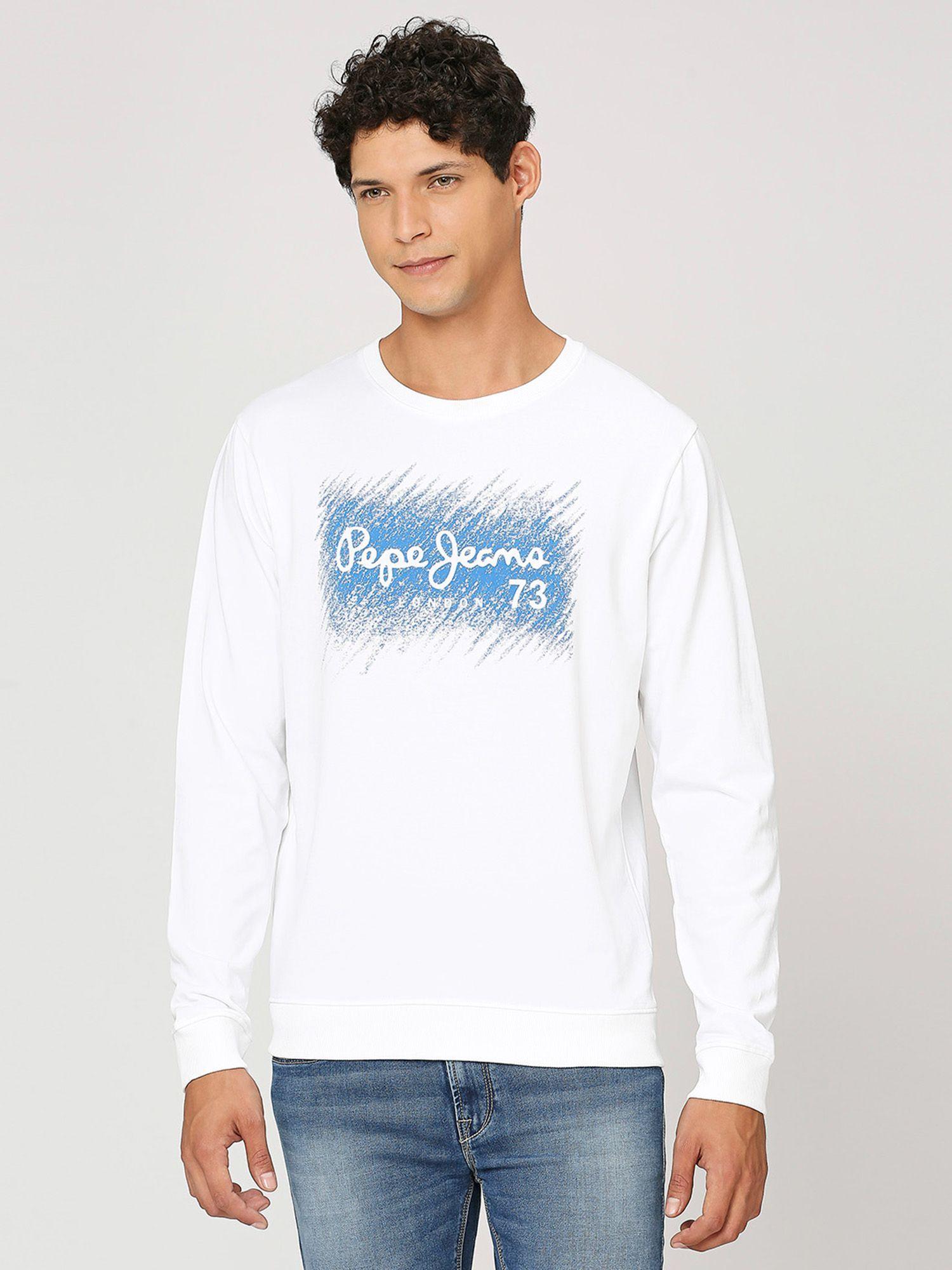 white round neck full sleeves sweatshirt