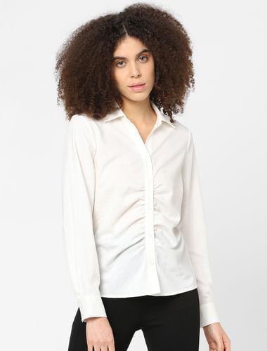 white ruched shirt