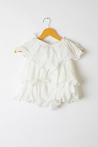 white ruffled & layered top for girls