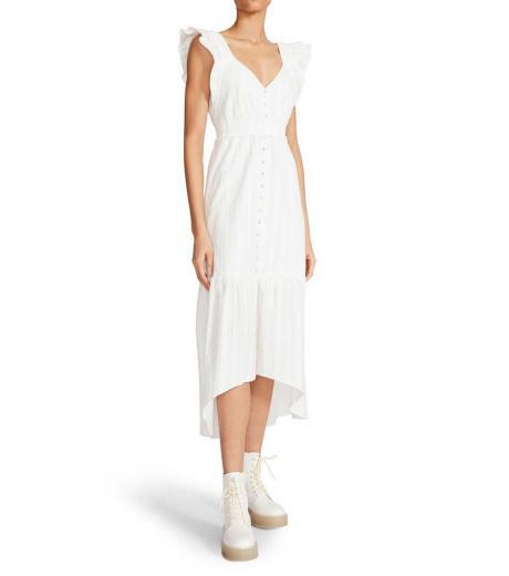 white ruffled high low dress
