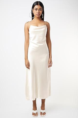 white satin slip dress