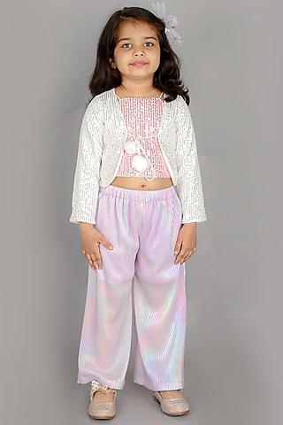 white sequins tie-up top for girls