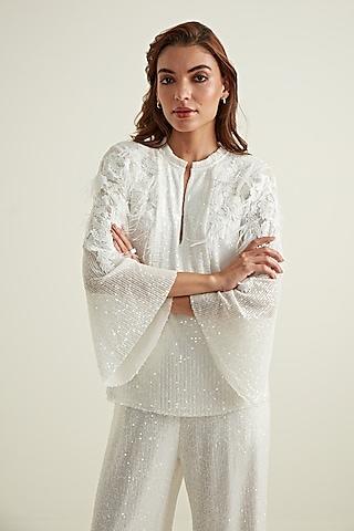 white sequins top