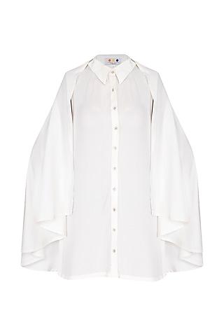white shirt with attached cape