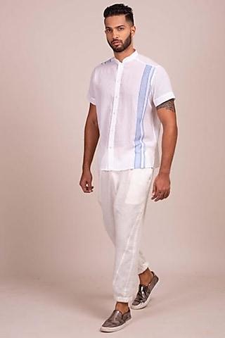 white shirt with blue stripe