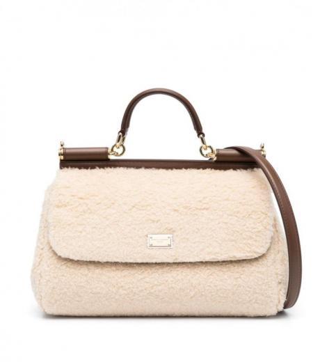 white sicily shearling large tote bag