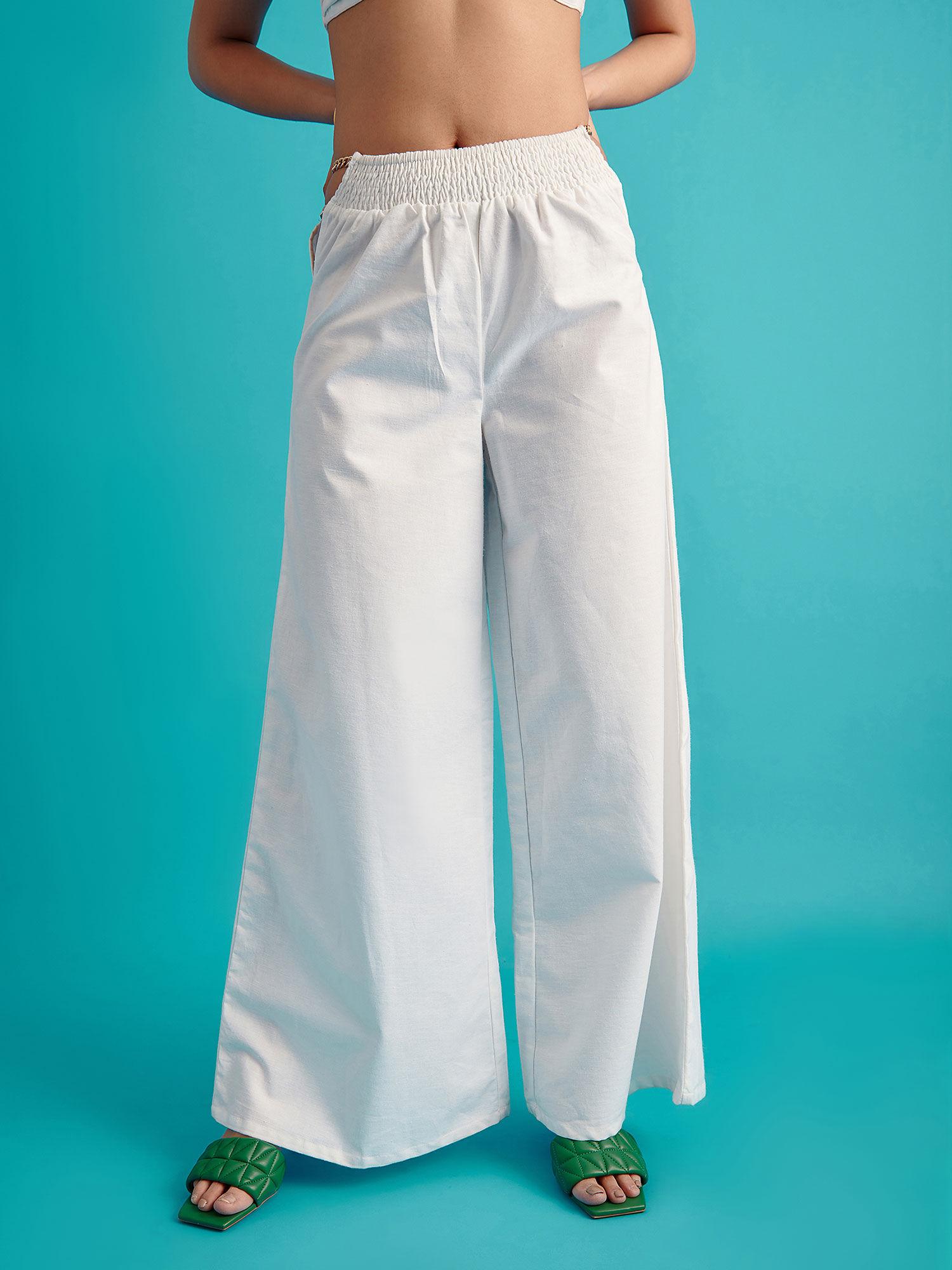 white side cut-out flared pant