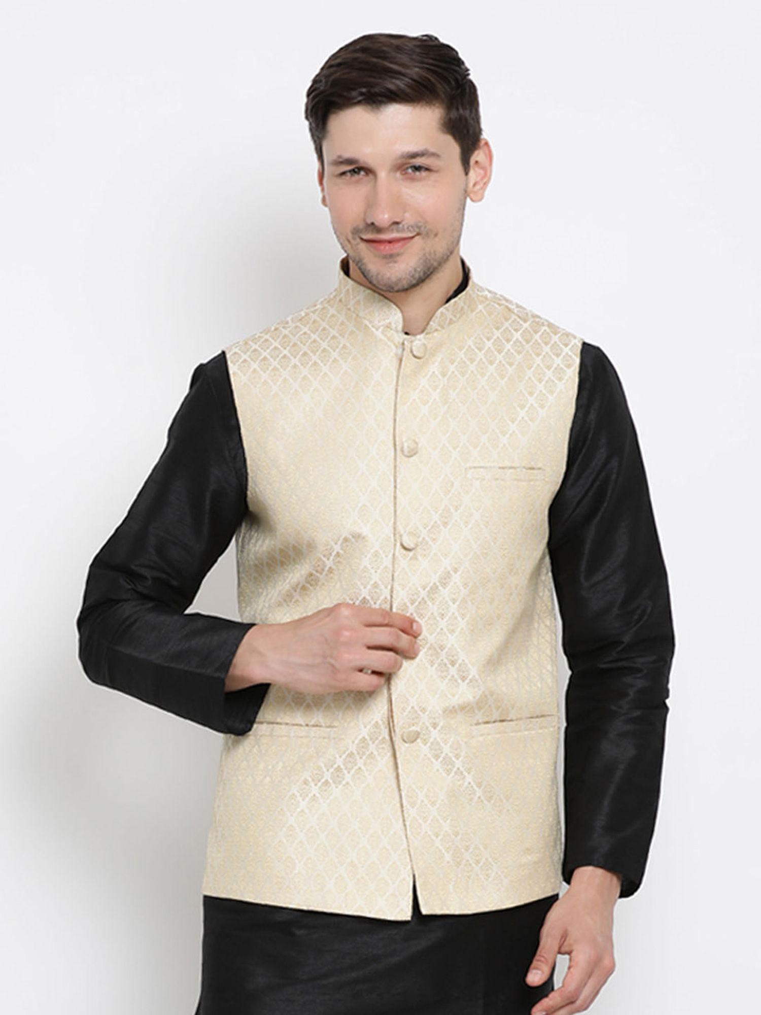 white silk blend ethnic jacket