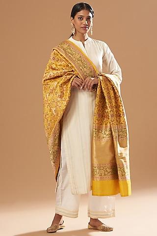 white silk chanderi kurta set