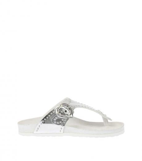 white silver mirror effect sandals