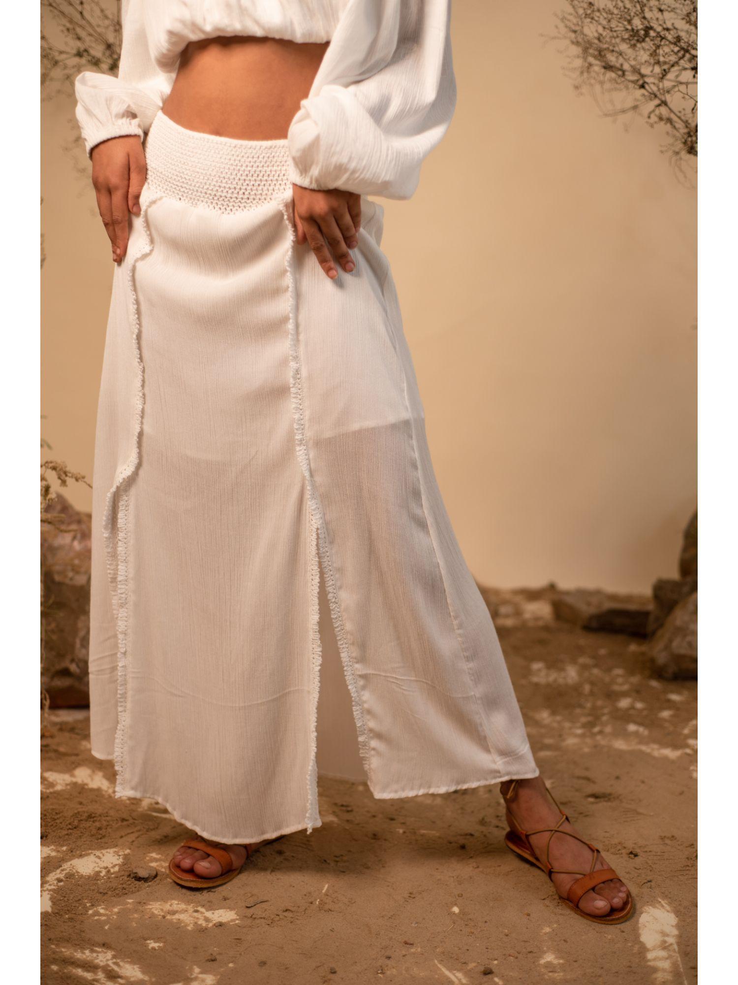 white skirt with slits