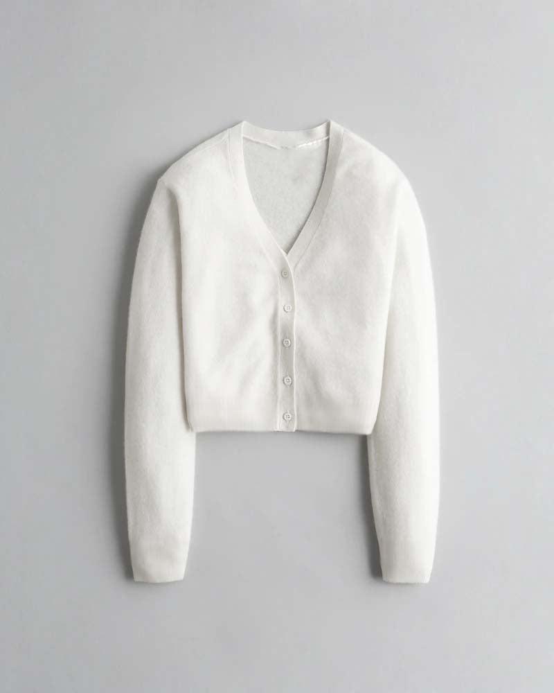 white slim crop cardigan