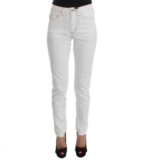 white slim fit cotton jeans
