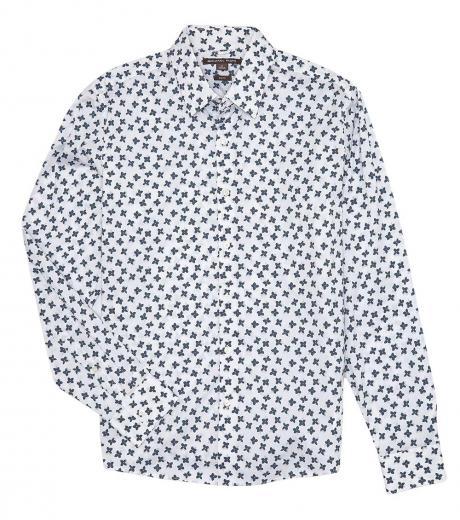 white slim fit floral print shirt