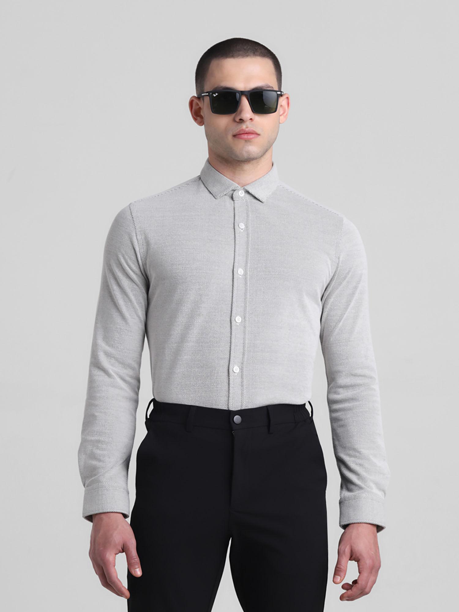 white slim fit full sleeves shirt