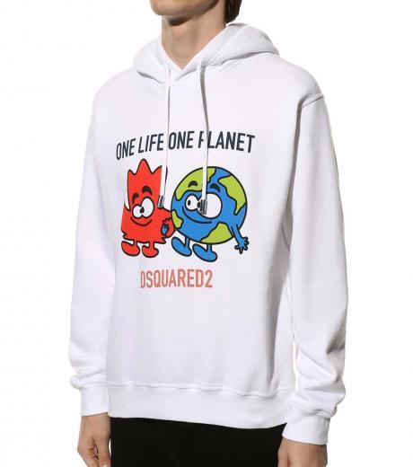 white slogan print hoodie