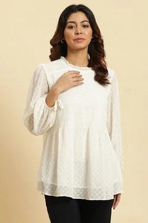 white socking chiffon swiss dot western top