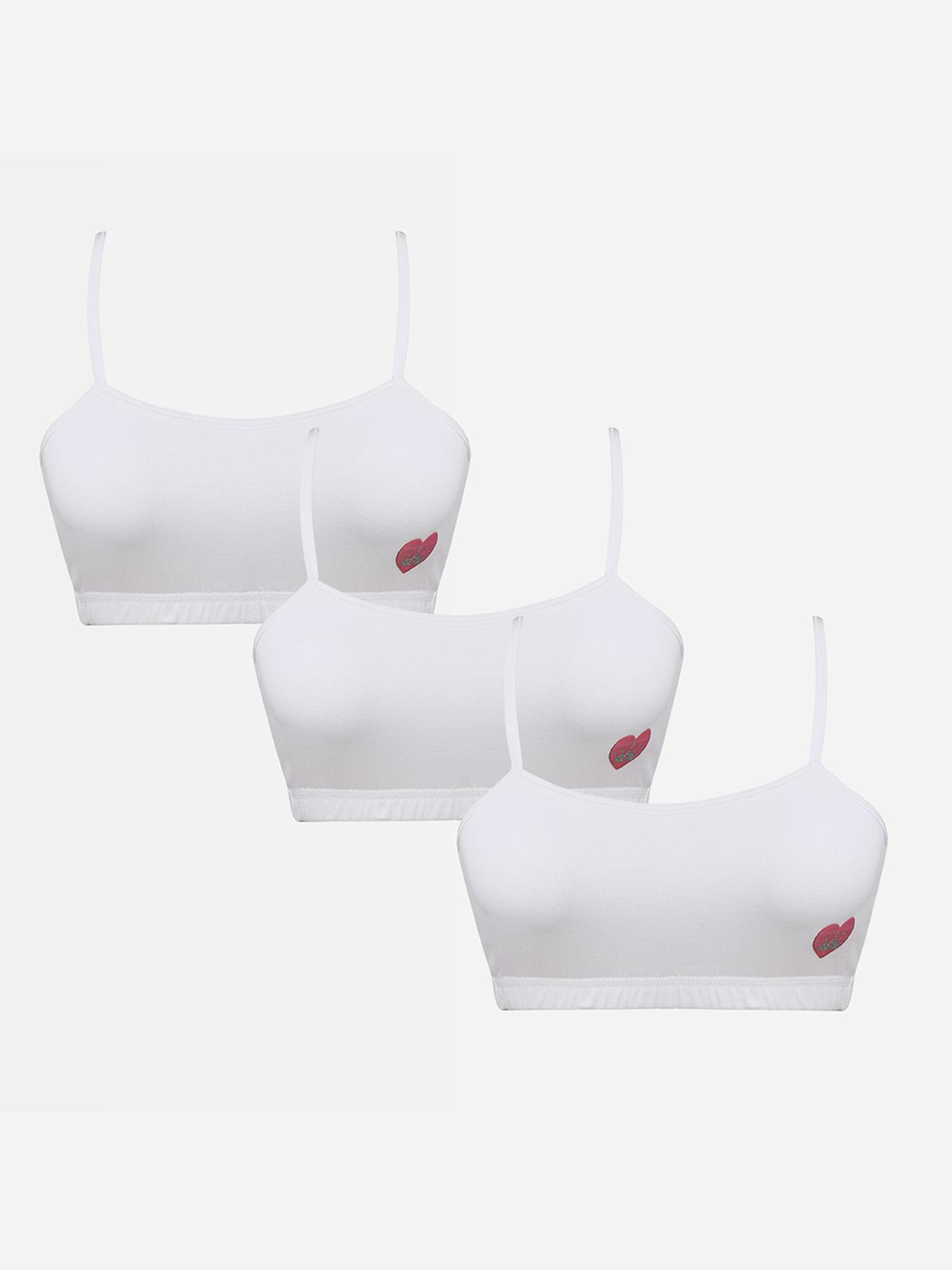 white solid beginners bra (pack of 3)