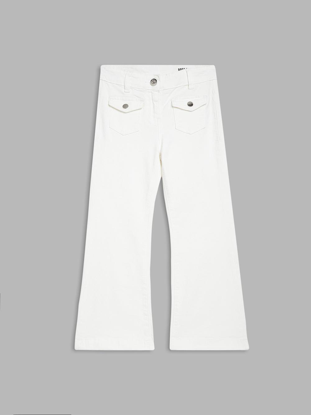 white solid bootcut jeans