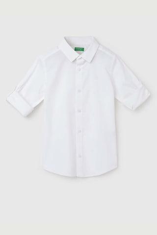 white solid casual full sleeves regular collar boys regular fit shirts