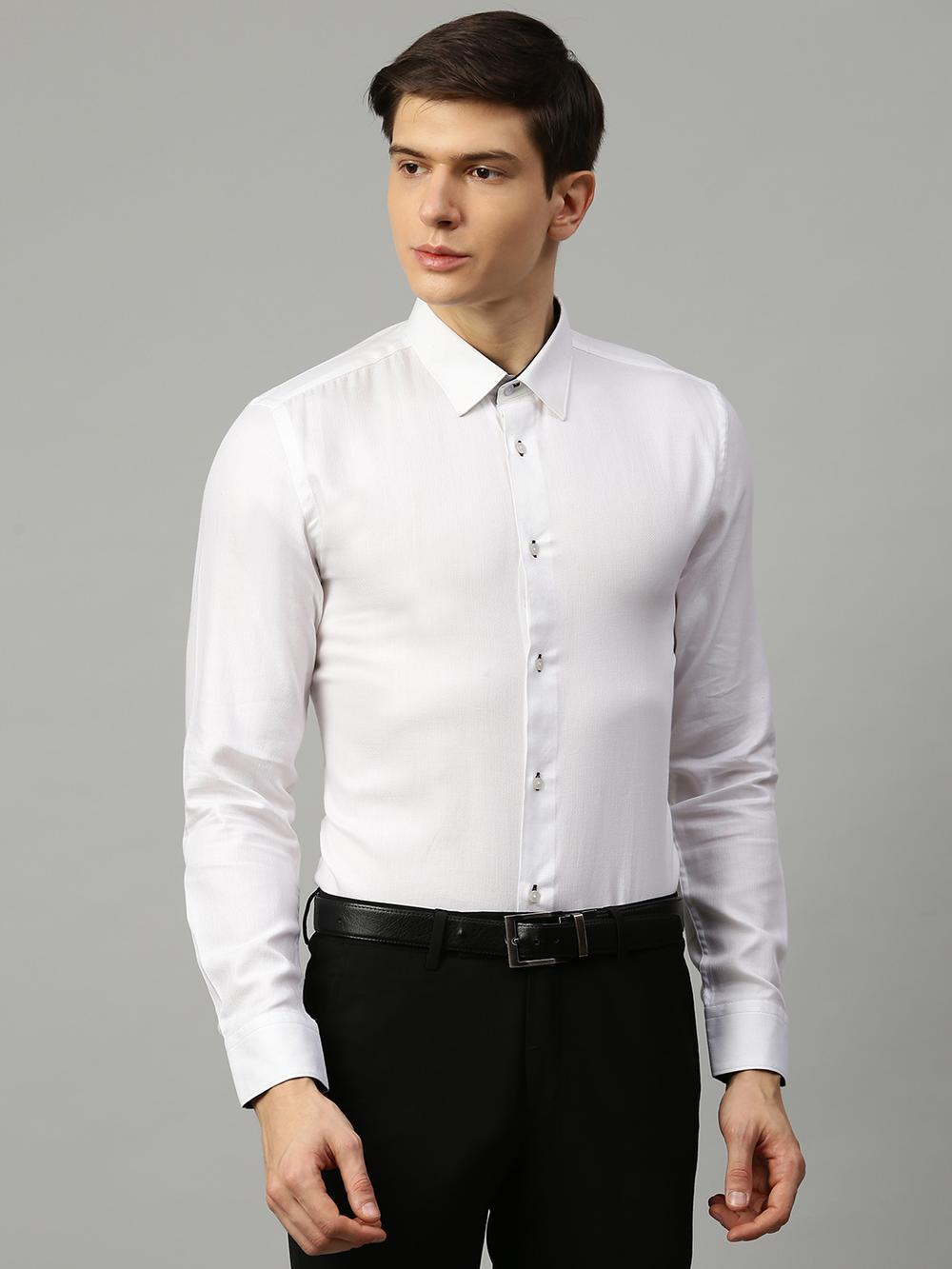 white solid collar shirt