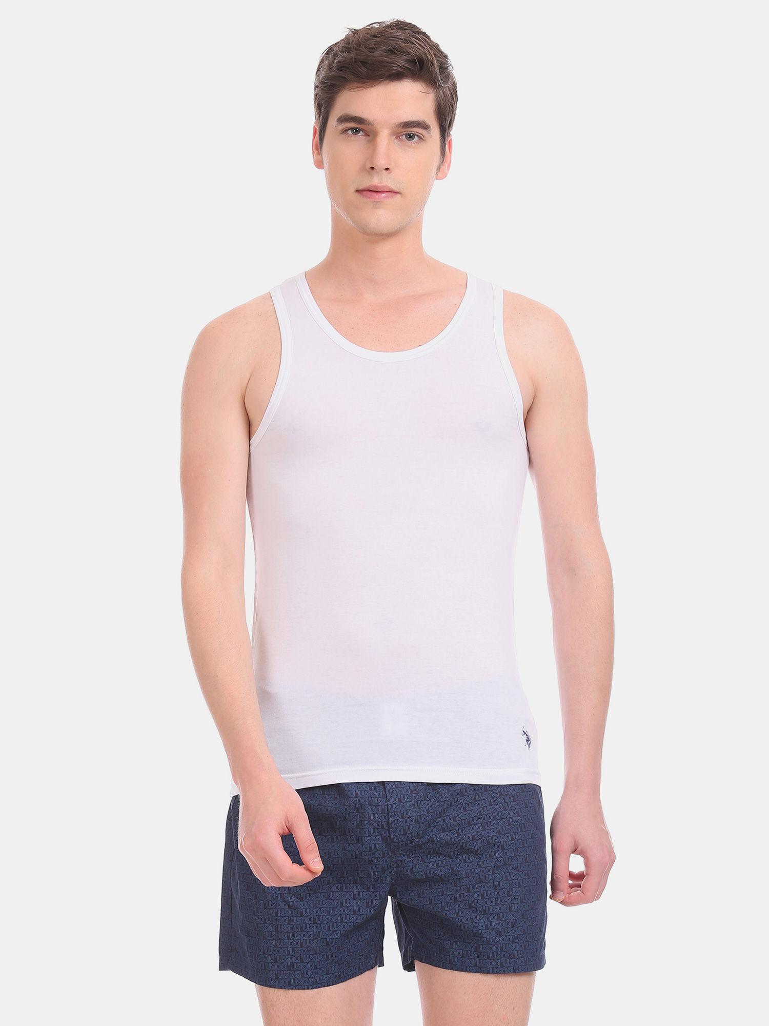 white solid cotton jersey vest