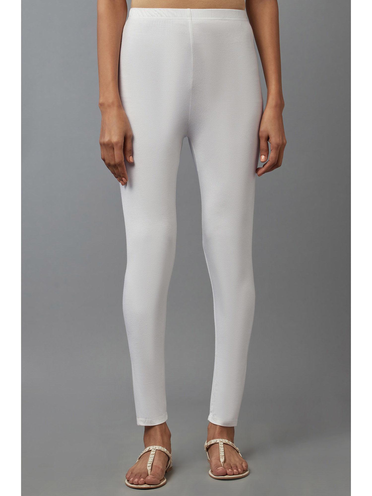 white solid cotton lycra tights