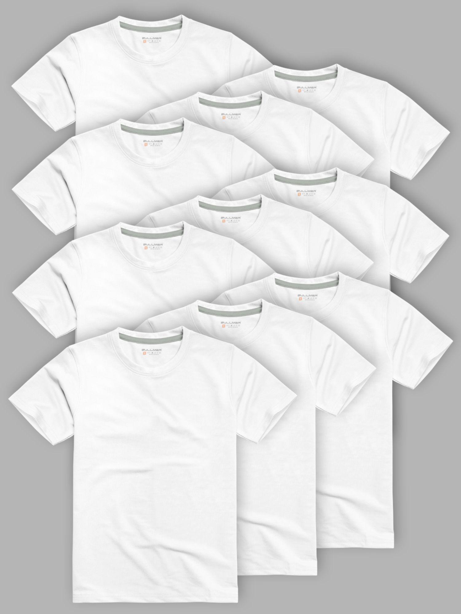 white solid crew neck / round neck half sleeve t-shirt for men (pack of 10)