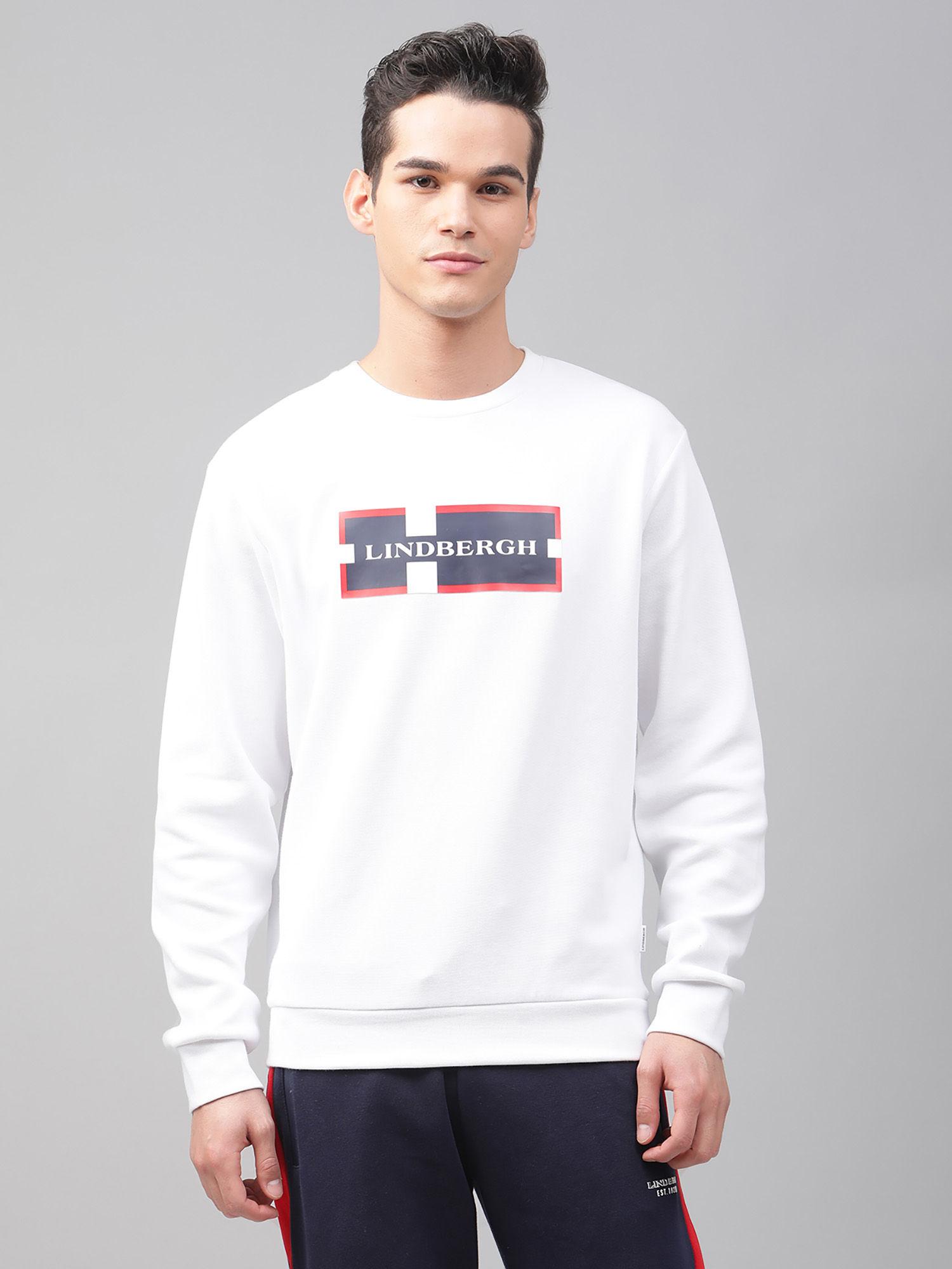 white solid crew sweatshirt