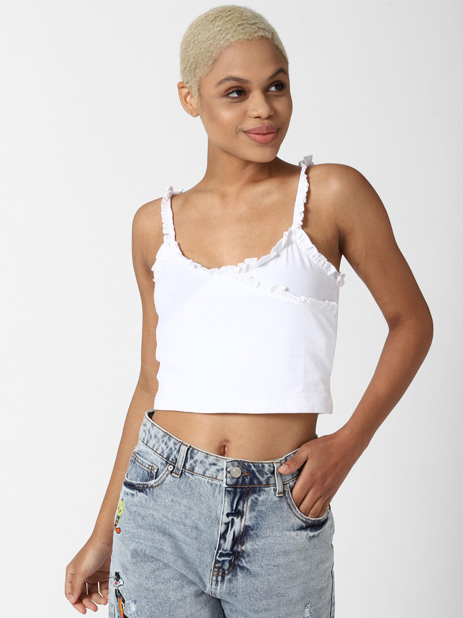 white solid crop tops