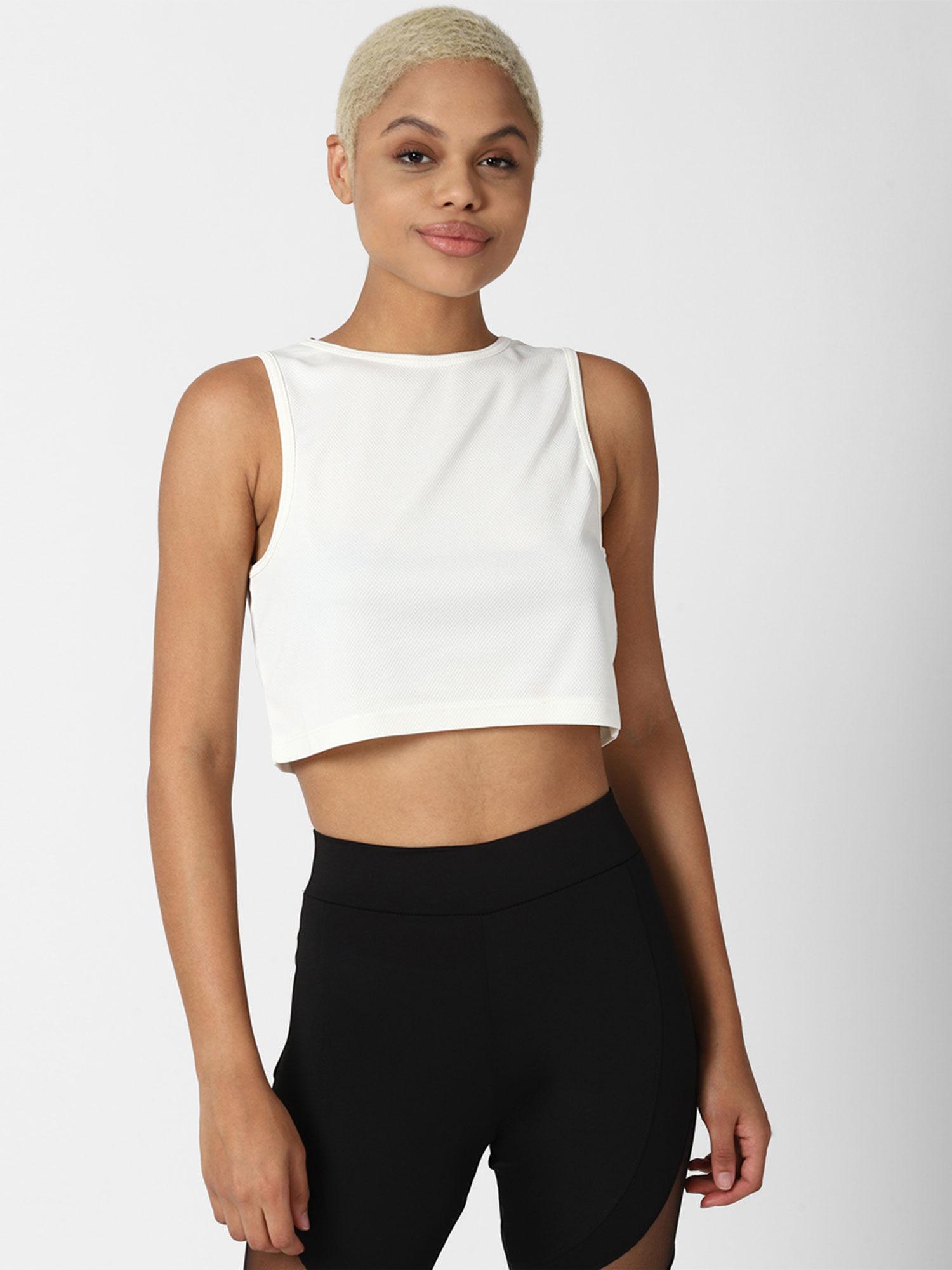 white solid crop tops